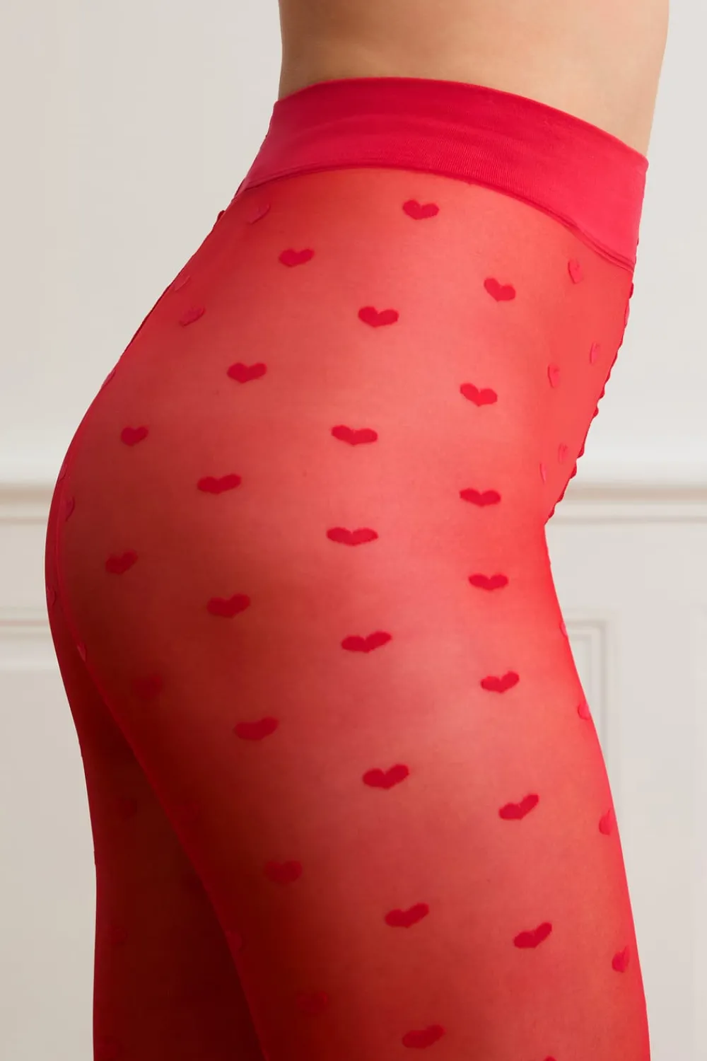 Clearance ETAM Medias transparentes con estampado de corazones ROJO