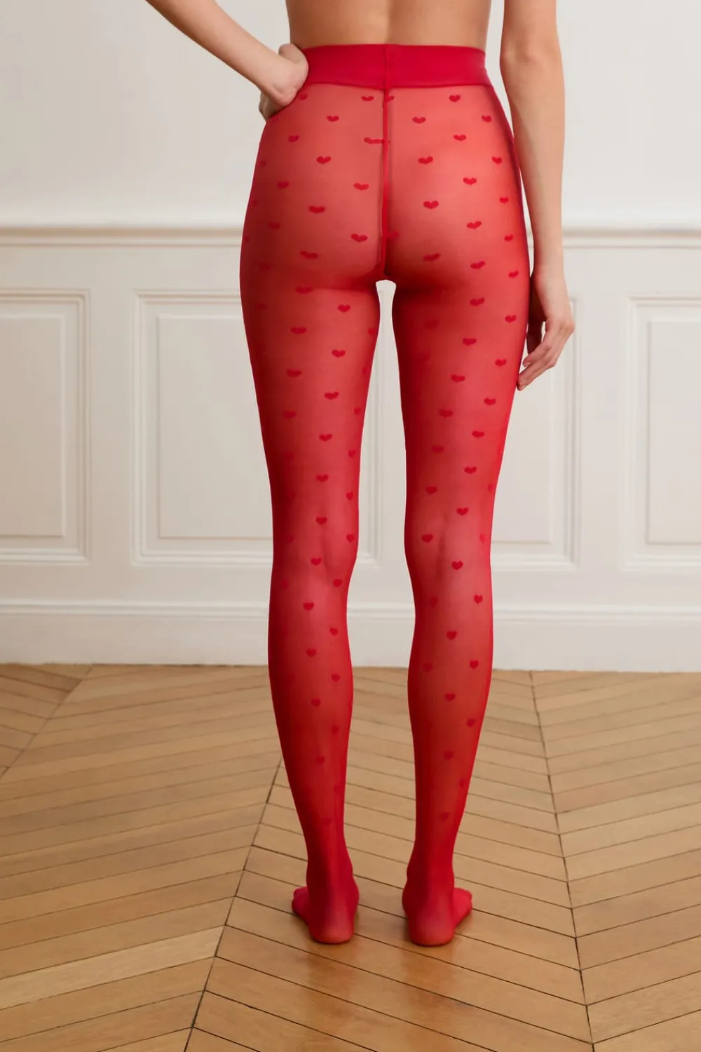 Clearance ETAM Medias transparentes con estampado de corazones ROJO