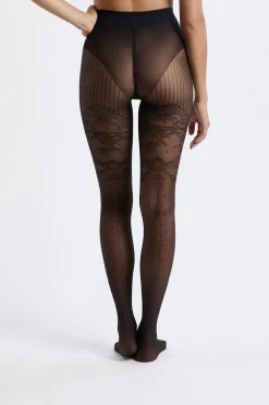 Best ETAM Medias transparentes con encaje - 15D NEGRO