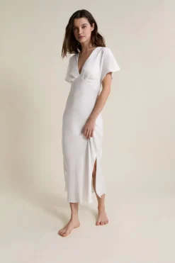 Sale ETAM Nuisette longue satinée BLANC