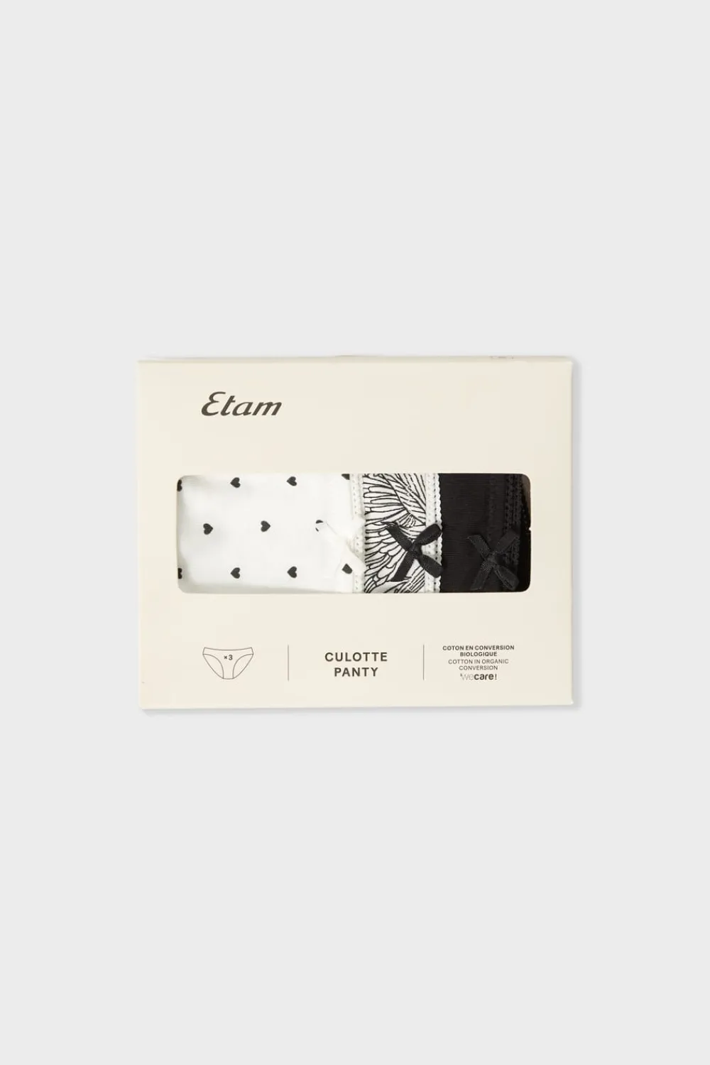 ETAM Pack de 3 braguitas de algodón NEGRO