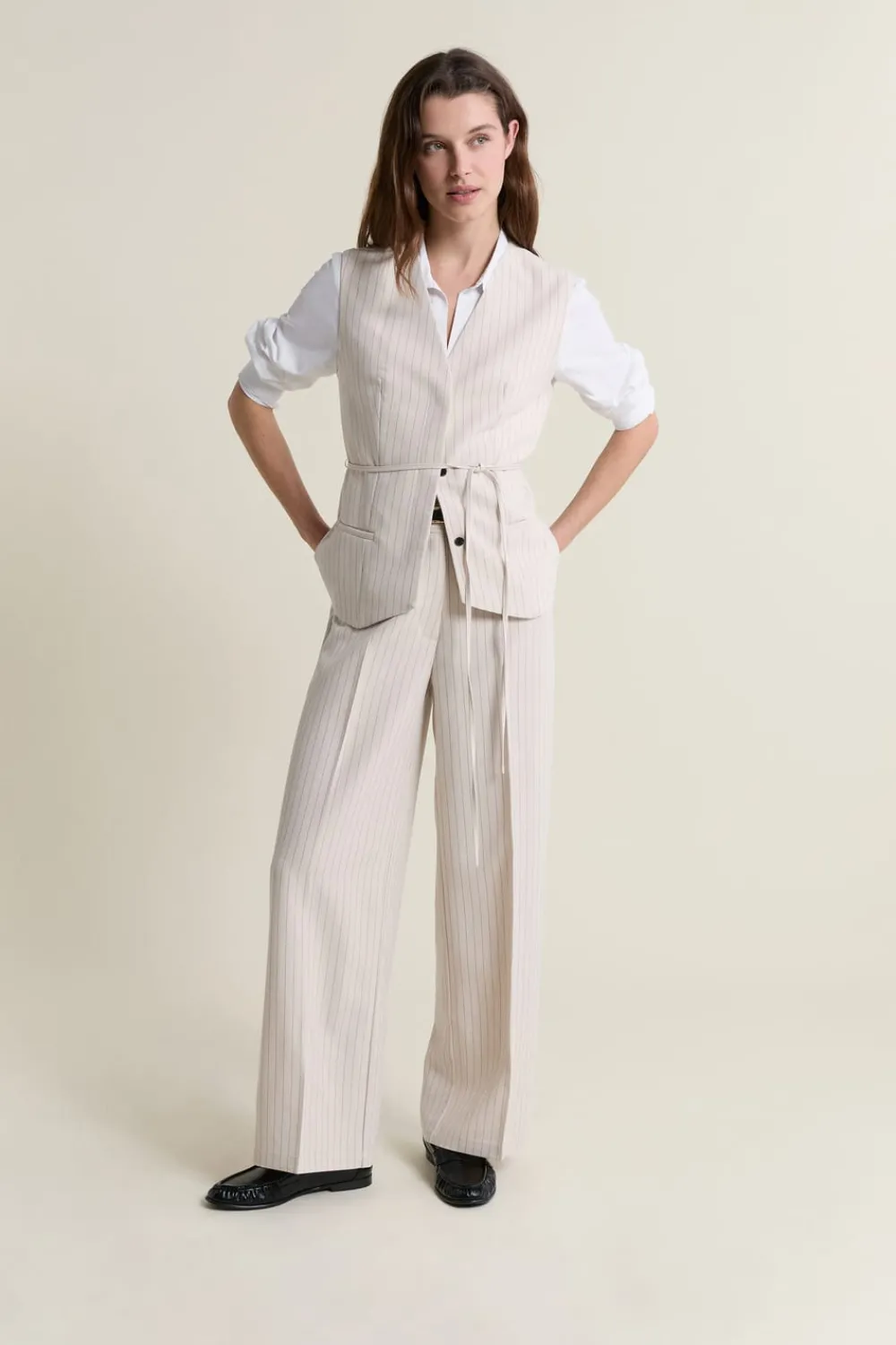 ETAM Pantalón a rayas IMP FD crudo