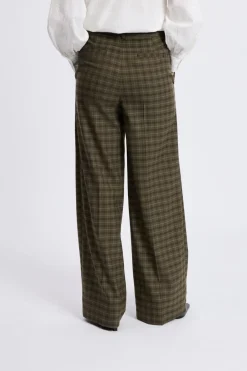 Best ETAM Pantalón ancho a cuadros CAQUI