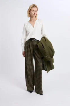 Best ETAM Pantalón ancho a cuadros CAQUI