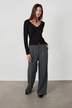 Hot ETAM Pantalón ancho de rayas tenis GRIS