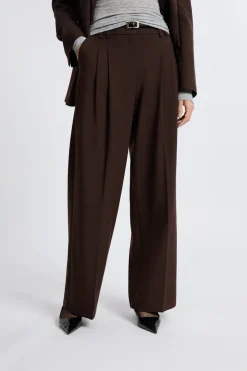 Outlet ETAM Pantalón ancho de sarga CHOCOLATE