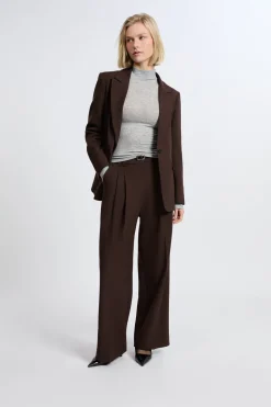 Outlet ETAM Pantalón ancho de sarga CHOCOLATE