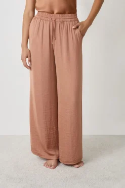 Sale ETAM Pantalón ancho de satén BEIGE