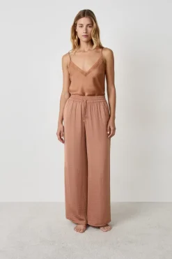 Sale ETAM Pantalón ancho de satén BEIGE