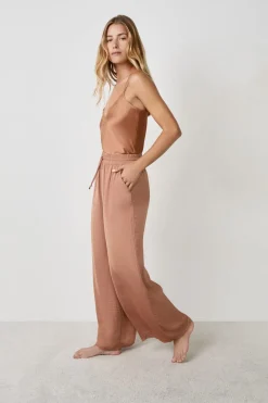 Sale ETAM Pantalón ancho de satén BEIGE