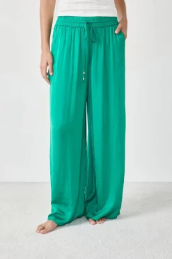 Sale ETAM Pantalón ancho de satén ESMERALDA