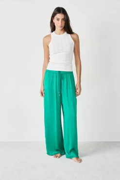 Sale ETAM Pantalón ancho de satén ESMERALDA