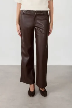 Online ETAM Pantalón anchos con efecto piel CHOCOLATE