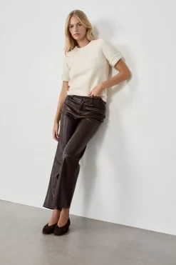 Online ETAM Pantalón anchos con efecto piel CHOCOLATE
