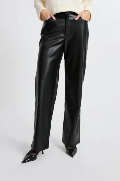 Discount ETAM Pantalón anchos con efecto piel NEGRO