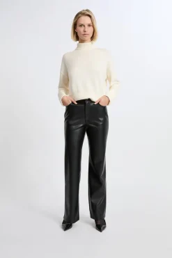 Discount ETAM Pantalón anchos con efecto piel NEGRO