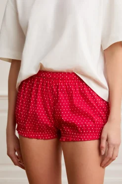 Clearance ETAM Pantalón corto bombacho con lunares y algodón ROJO