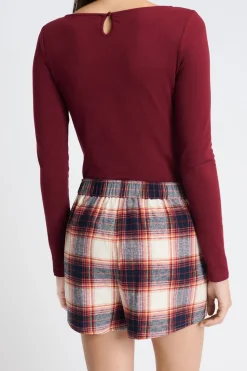 Discount ETAM Pantalón corto de pijama a cuadros BLANCO ROTO