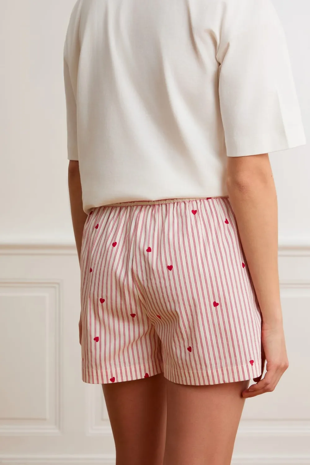 Clearance ETAM Pantalón corto de pijama a rayas y corazones con algodón IMP FD BLANCO