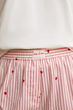 Clearance ETAM Pantalón corto de pijama a rayas y corazones con algodón IMP FD BLANCO
