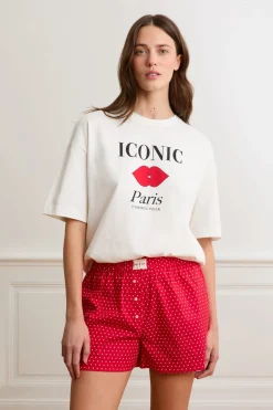New ETAM Pantalón corto de pijama con lunares y algodón ROJO