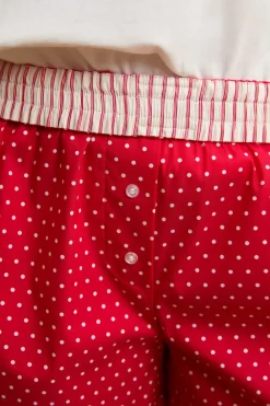 New ETAM Pantalón corto de pijama con lunares y algodón ROJO