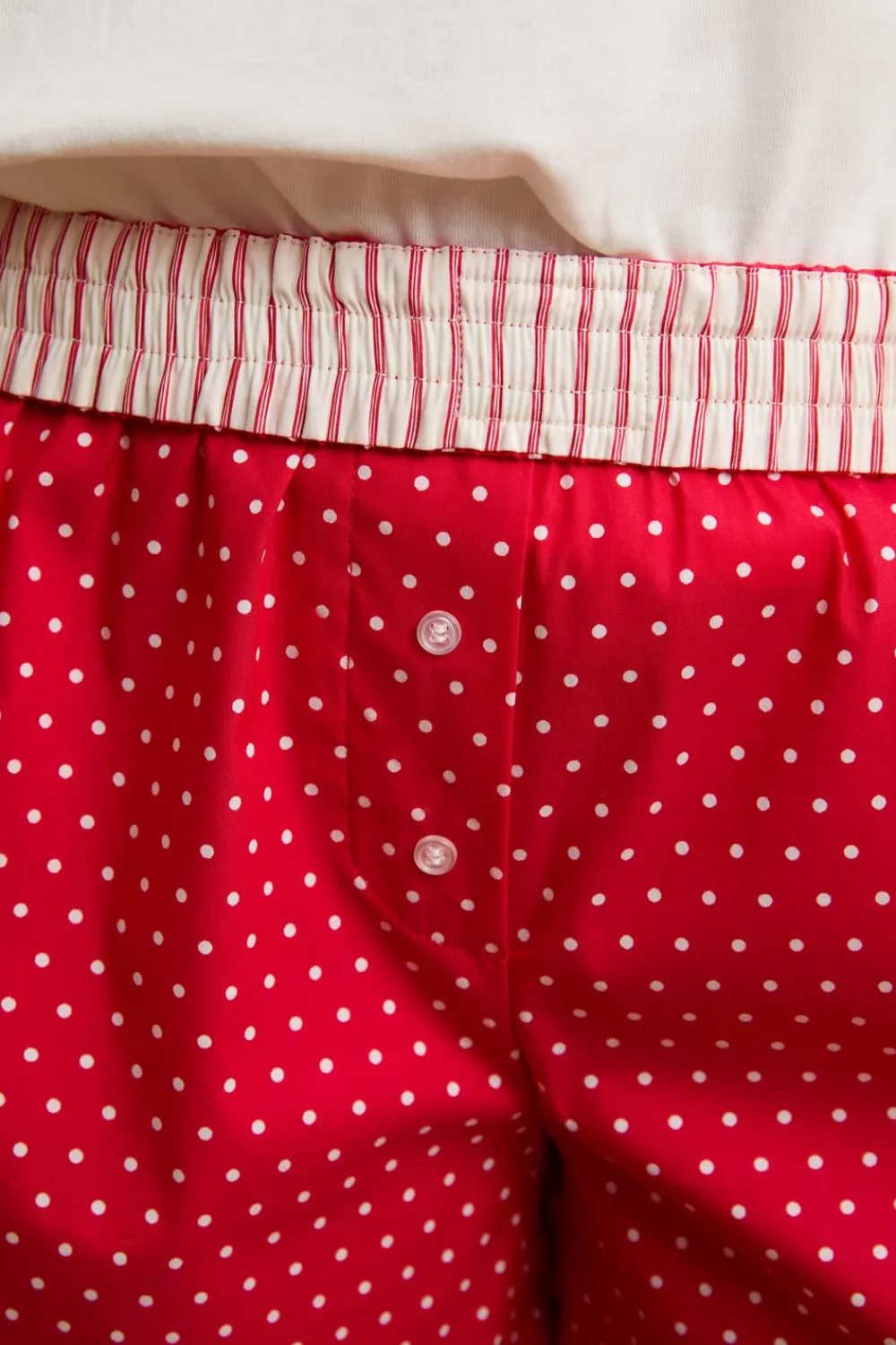New ETAM Pantalón corto de pijama con lunares y algodón ROJO