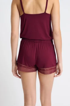Clearance ETAM Pantalón corto de pijama con detalle de encaje VIOLETA