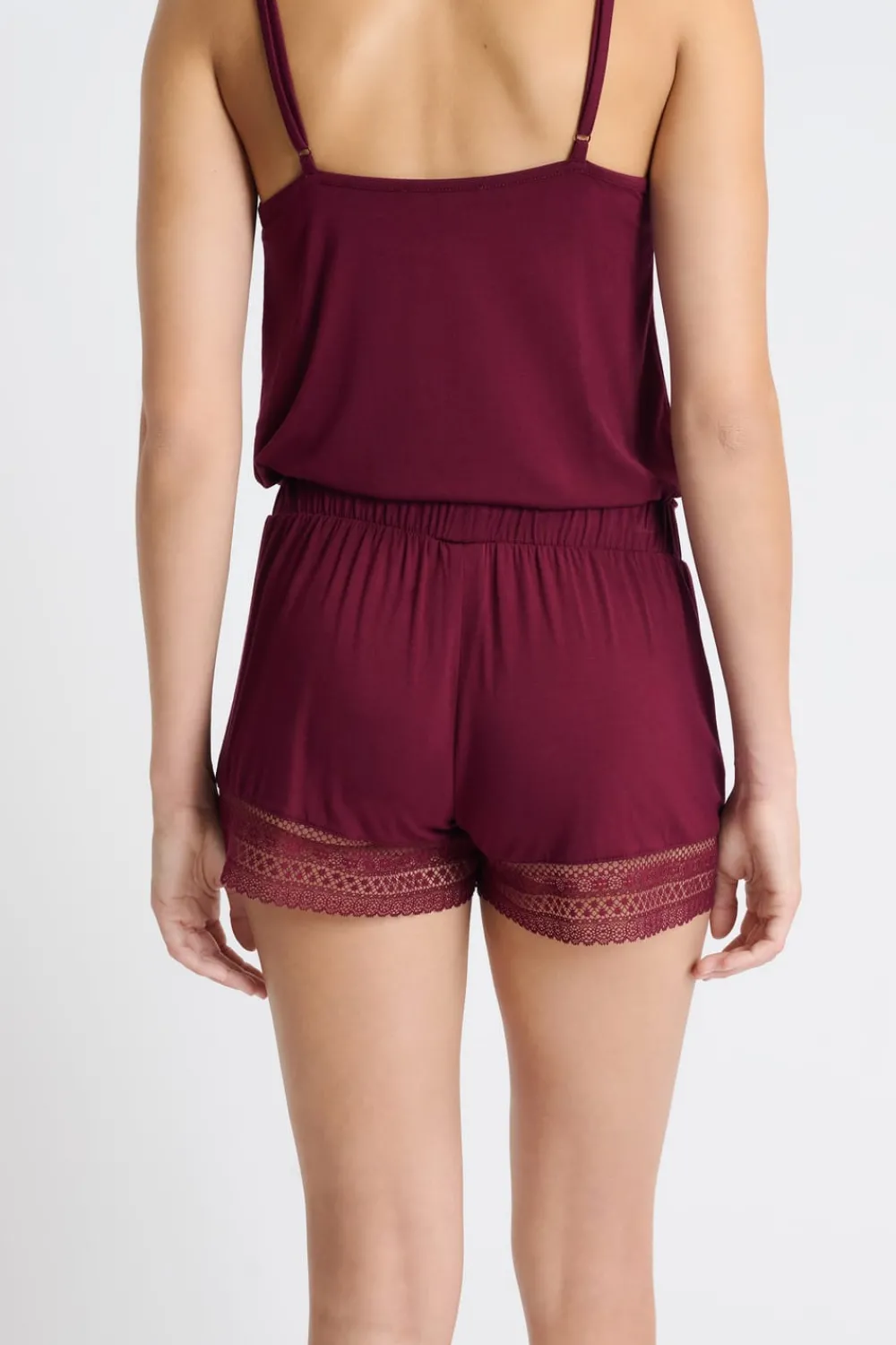 Clearance ETAM Pantalón corto de pijama con detalle de encaje VIOLETA