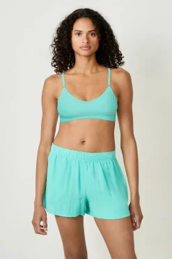 Sale ETAM Pantalón corto de pijama de algodón AZUL CIELO