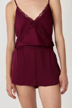 Clearance ETAM Pantalón corto de pijama de satén BURDEOS GRANATE