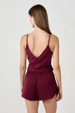 Clearance ETAM Pantalón corto de pijama de satén BURDEOS GRANATE