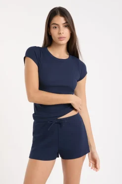 Online ETAM Pantalón corto de pijama de algodón AZUL REAL