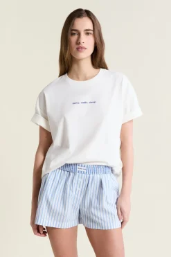 Hot ETAM Pantalón corto de pijama estampado con algodón AZUL CIELO