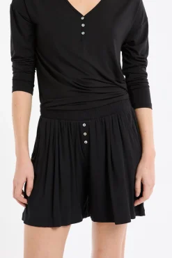 Sale ETAM Pantalón corto de pijama liso NEGRO