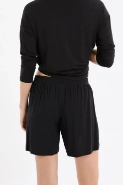 Sale ETAM Pantalón corto de pijama liso NEGRO
