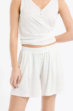 Clearance ETAM Pantalón corto de pijama liso BLANCO CRUDO