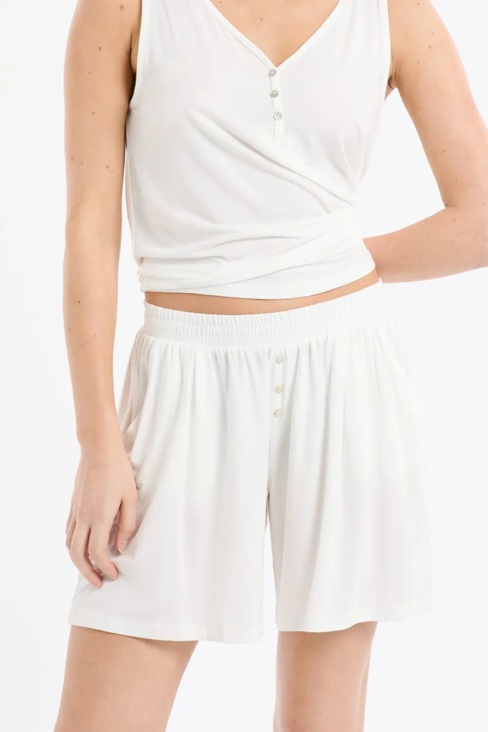 Clearance ETAM Pantalón corto de pijama liso BLANCO CRUDO