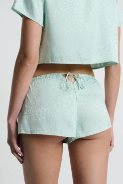 Discount ETAM Pantalón corto de pijama satinado estampado CELADÓN