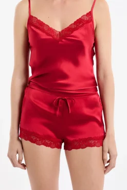 Hot ETAM Pantalón corto de seda CARDINAL