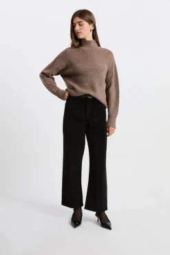 Sale ETAM Pantalón de algodón con efecto terciopelo NEGRO