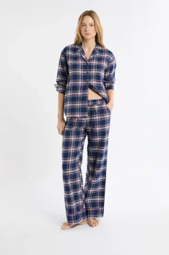 Discount ETAM Pantalón de pijama a cuadros de algodón marino