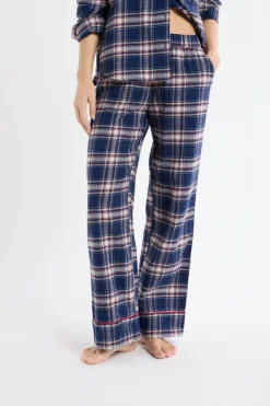 Discount ETAM Pantalón de pijama a cuadros de algodón marino