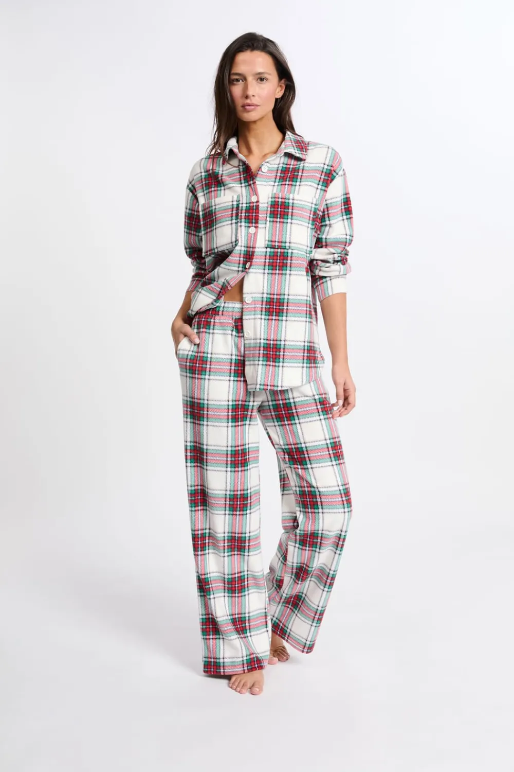 New ETAM Pantalón de pijama a cuadros ROJO