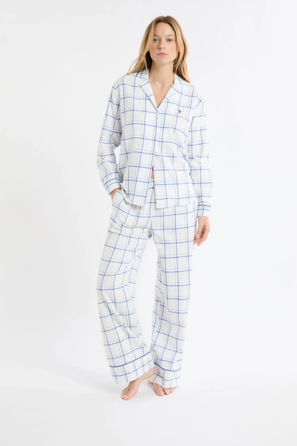 Sale ETAM Pantalón de pijama a cuadros de algodón AZUL