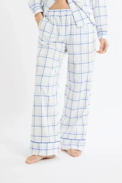 Sale ETAM Pantalón de pijama a cuadros de algodón AZUL