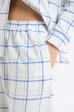 Sale ETAM Pantalón de pijama a cuadros de algodón AZUL