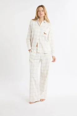 Hot ETAM Pantalón de pijama a cuadros de algodón BEIGE
