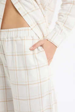 Hot ETAM Pantalón de pijama a cuadros de algodón BEIGE
