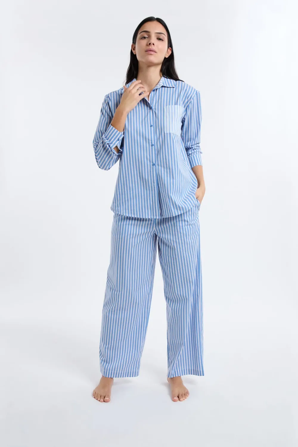Outlet ETAM Pantalón de pijama a rayas AZUL CIELO